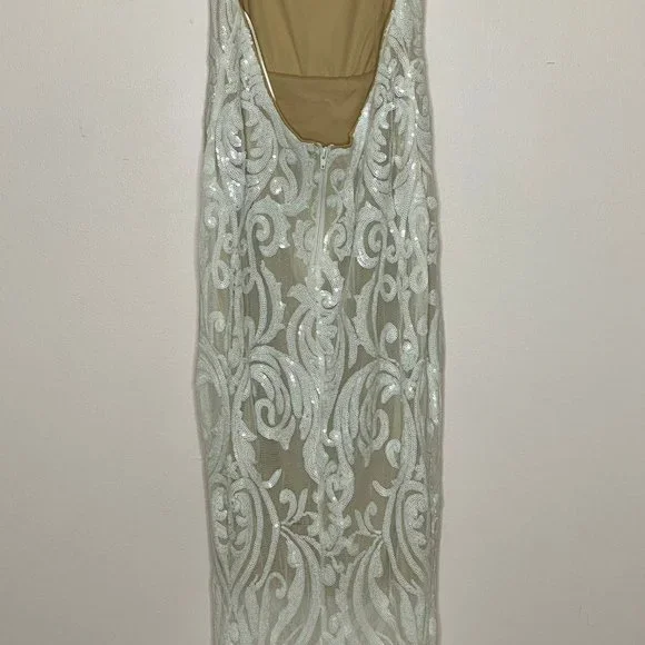 Windsor Meg Formal Sequin Halter Dress White Sz M - Picture 10 of 15